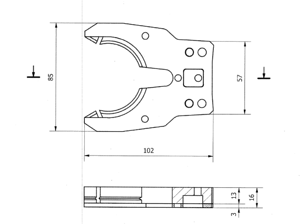 Horquilla de herramientas ISO30 para Thermwood - Negra con placa de refuerzo
